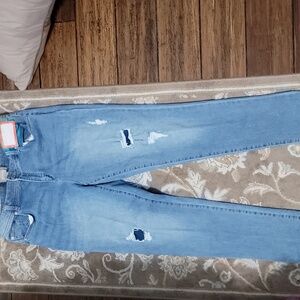 Chico's Light Blue Distressed Straight Slight Distressed Jeans